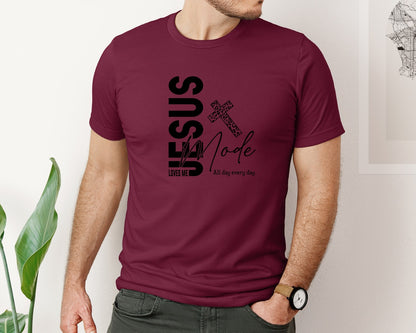 brand:Bella Canvas|color:Heather Maroon|Jesus Loves Me Love Like Jesus Graphic T-Shirt