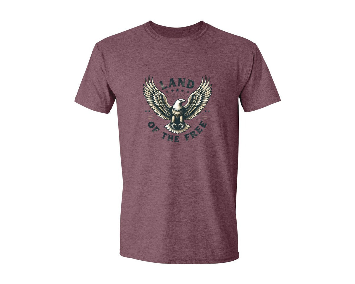 brand:Generic|color:Heather Maroon|America Land Of The Free Eagle Graphic T-Shirt