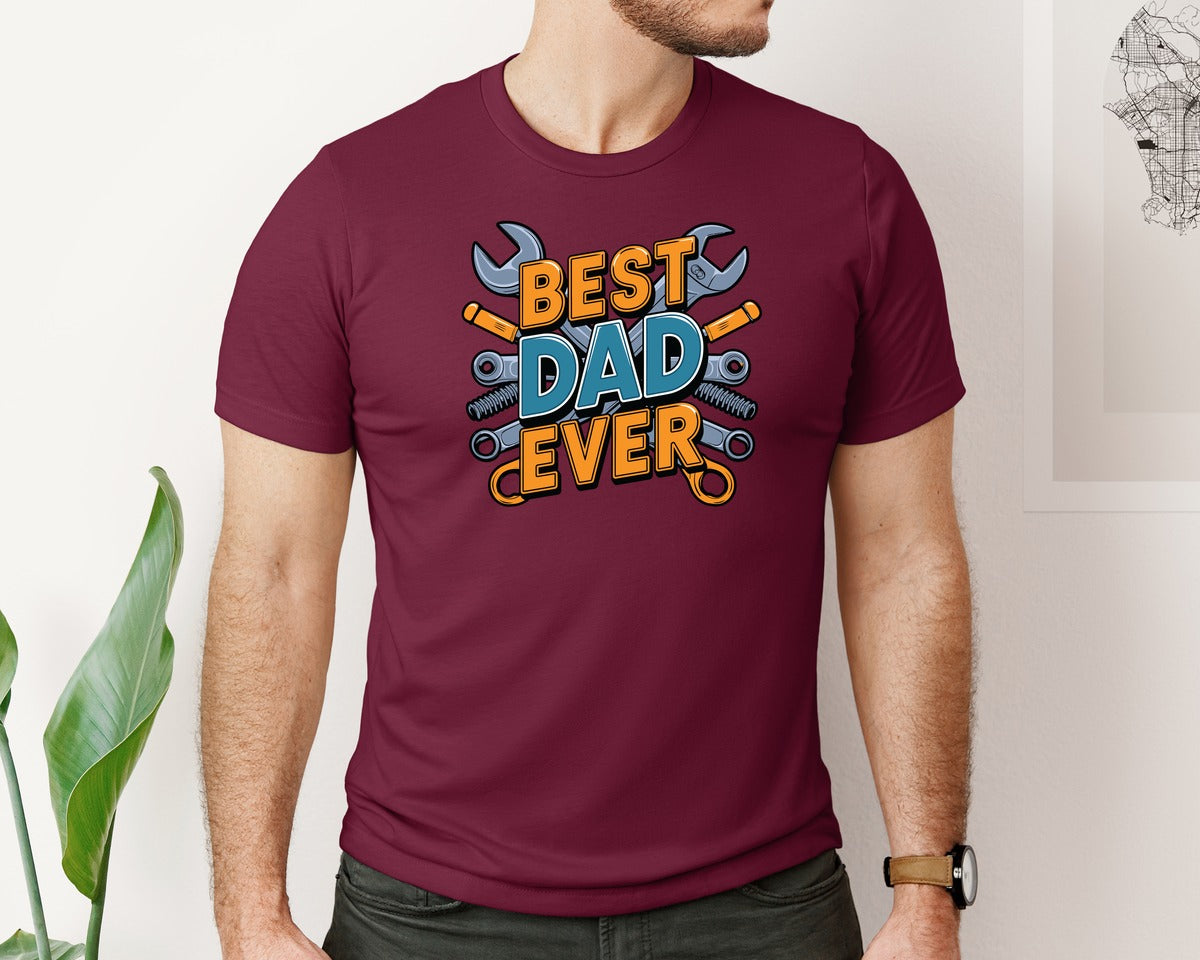 brand:Bella Canvas|color:Heather Maroon|Mechanic Dad 3 Graphic T-Shirt
