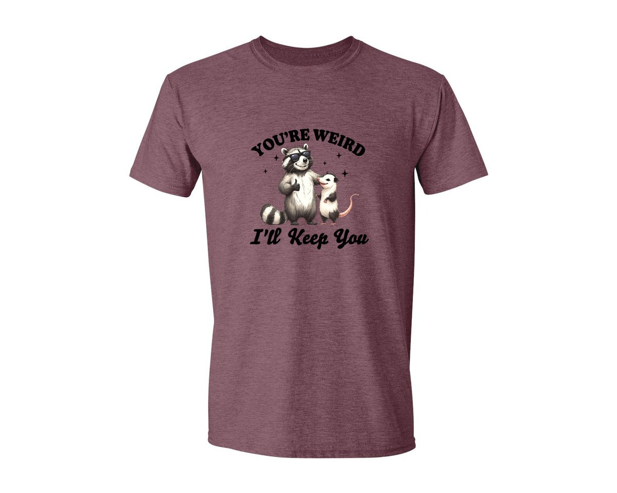 brand:Generic|color:Heather Maroon|Sarcastic Funny Raccoon Possum Weird Graphic T-Shirt