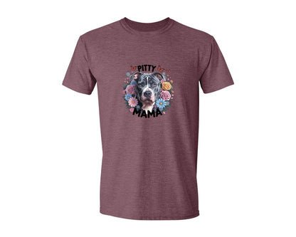 brand:Generic|color:Heather Maroon|Pitty Mama Cute Pitbull Dog 2 Graphic T-Shirt