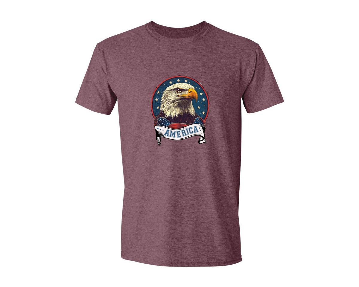 brand:Generic|color:Heather Maroon|4Th Of July Patriotic America Graphic T-Shirt