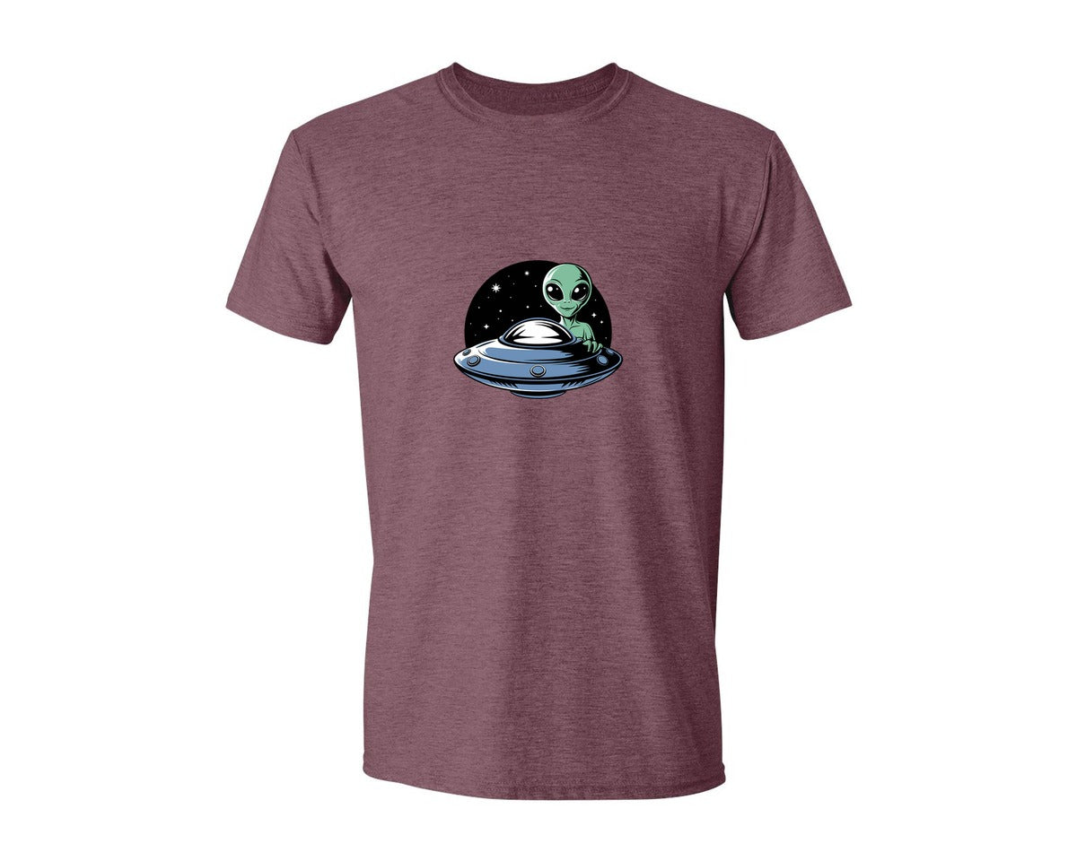 brand:Generic|color:Heather Maroon|Retro Vintage Ufo Alien T Shirt Design 4 Graphic T-Shirt