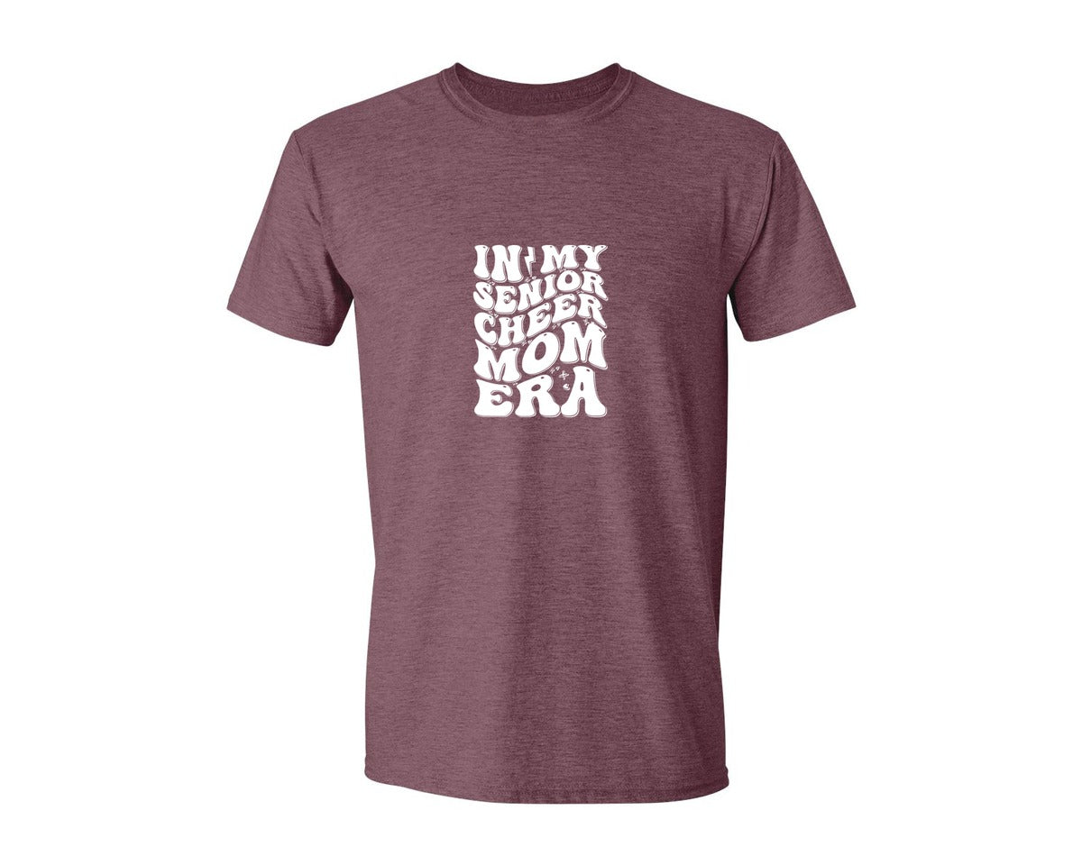 brand:Generic|color:Heather Maroon|In My Senior Cheer Mom Era 2 Graphic T-Shirt