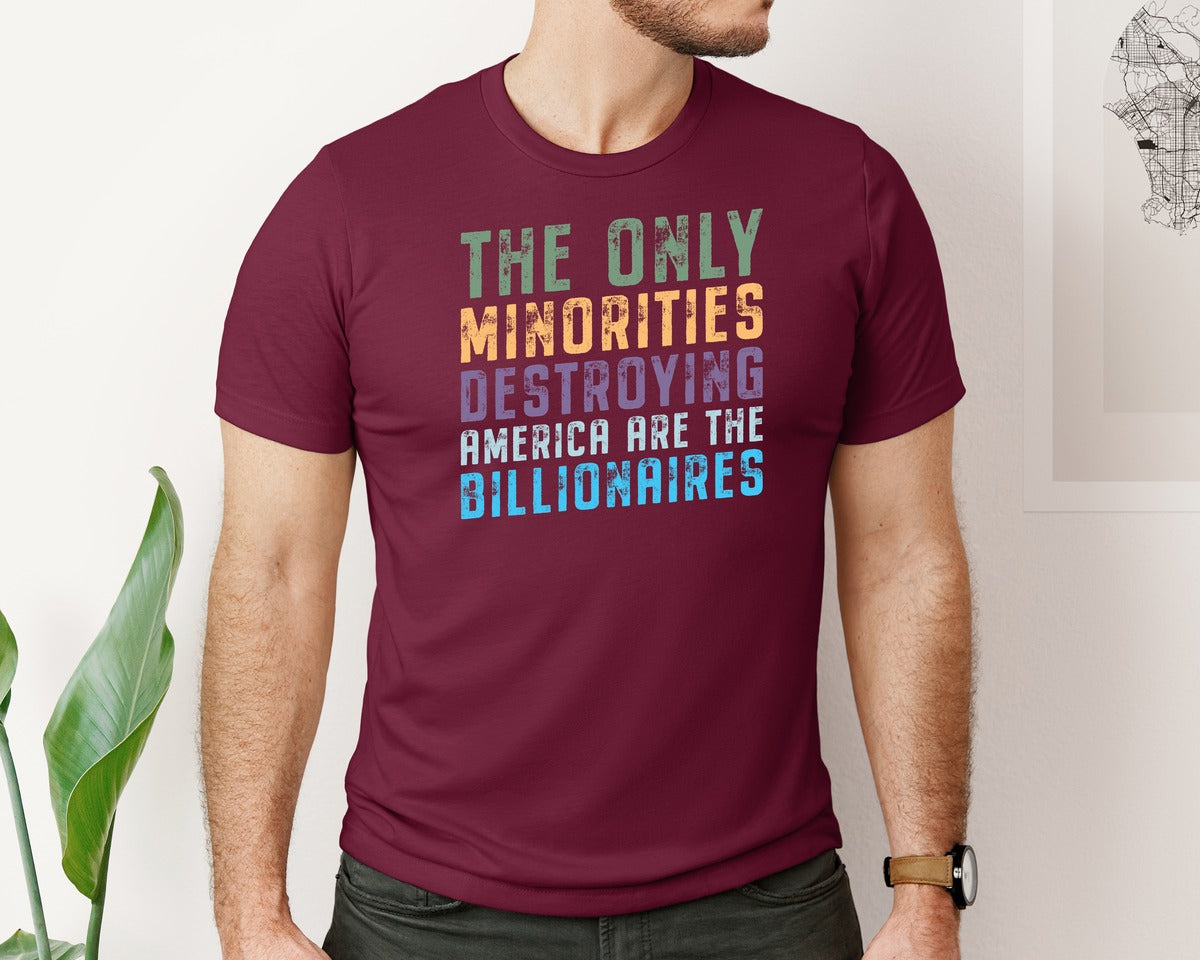 brand:Bella Canvas|color:Heather Maroon|The Only Minorities Destroying America F Graphic T-Shirt