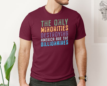brand:Bella Canvas|color:Heather Maroon|The Only Minorities Destroying America F Graphic T-Shirt