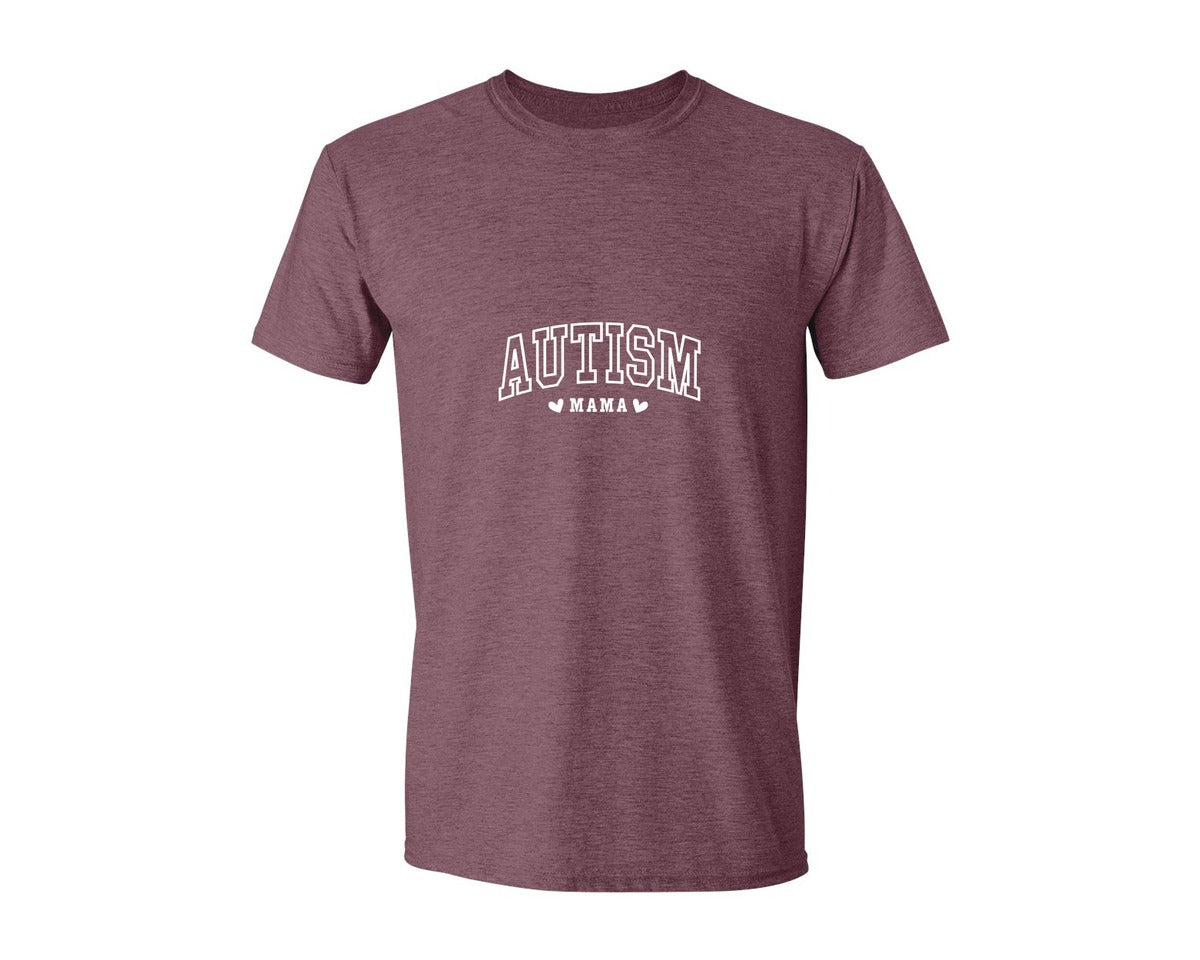 brand:Generic|color:Heather Maroon|Autism Awareness Autism Mama 2 Graphic T-Shirt