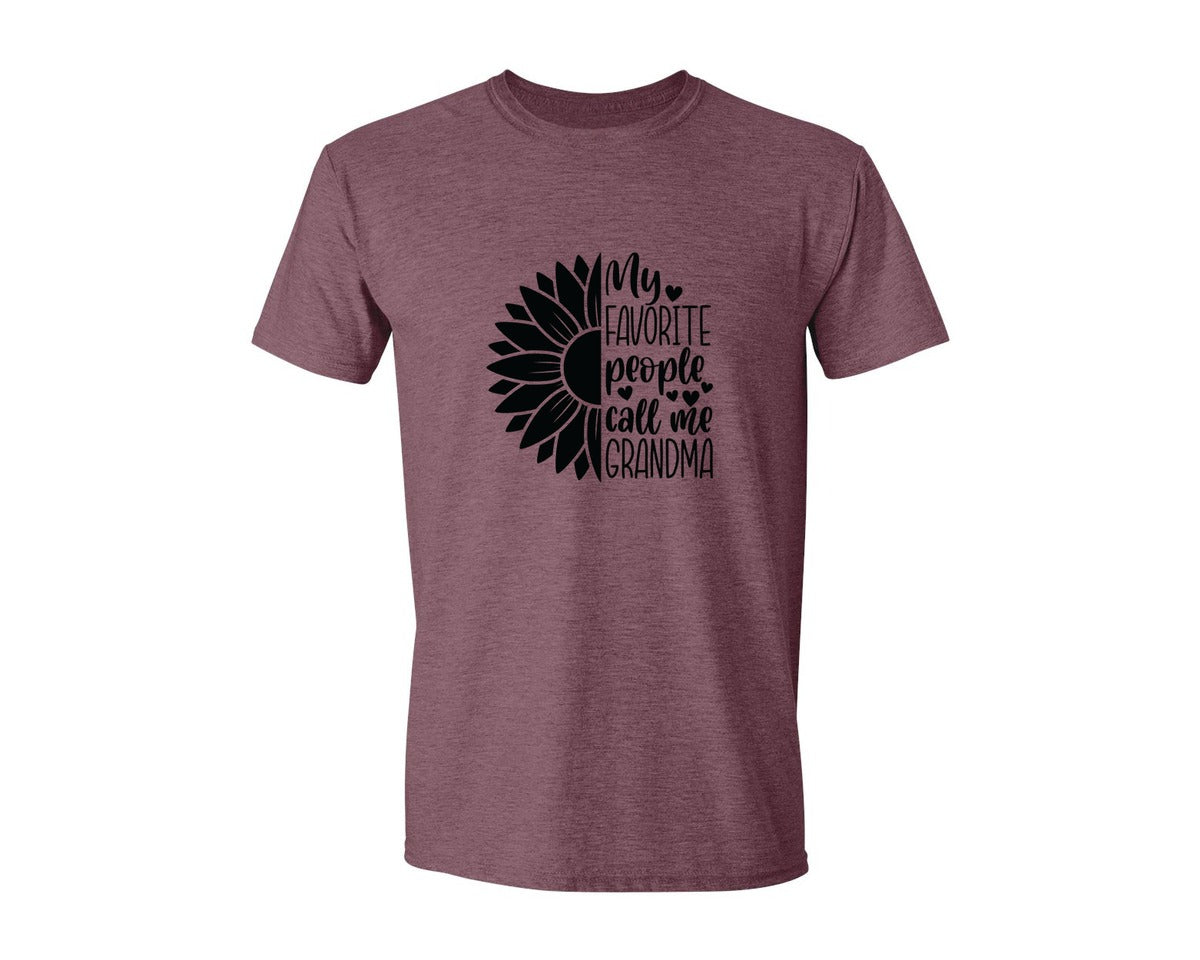 brand:Generic|color:Heather Maroon|Grandma Sunflower Grandma Graphic T-Shirt
