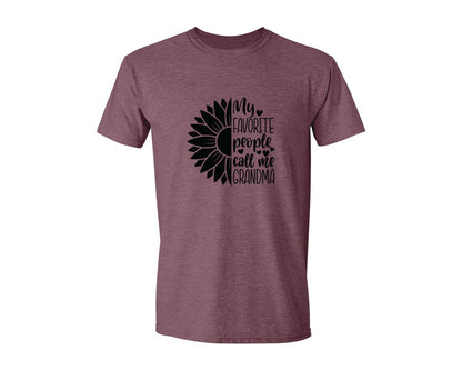 brand:Generic|color:Heather Maroon|Grandma Sunflower Grandma Graphic T-Shirt