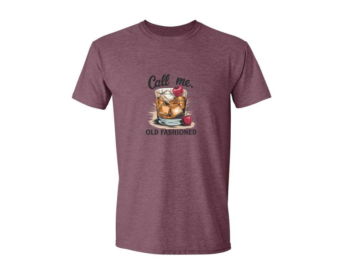 brand:Generic|color:Heather Maroon|Call Me Old Fashioned Retro Whiskey 2 Graphic T-Shirt