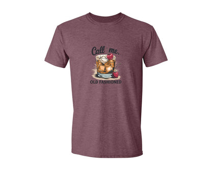 brand:Generic|color:Heather Maroon|Call Me Old Fashioned Retro Whiskey 2 Graphic T-Shirt