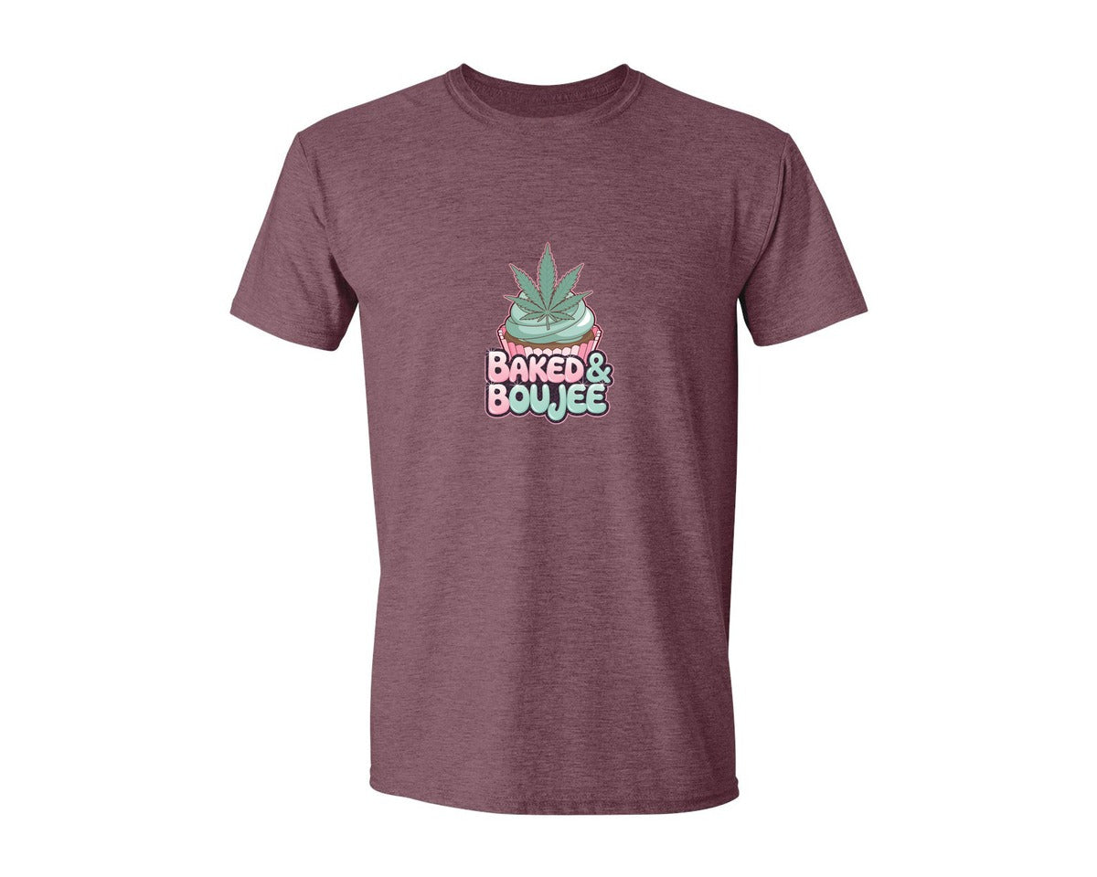 brand:Generic|color:Heather Maroon|Baked Boujee Funny 4 Graphic T-Shirt