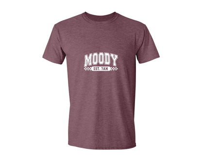 brand:Generic|color:Heather Maroon|Moody Est 7Am Sarcastic 4 Graphic T-Shirt
