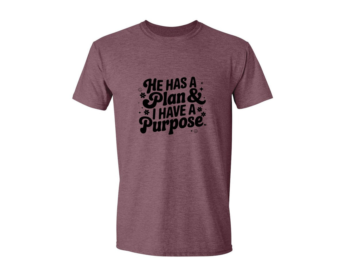 brand:Generic|color:Heather Maroon|He Has A Plan And I Have A Purpose D Graphic T-Shirt