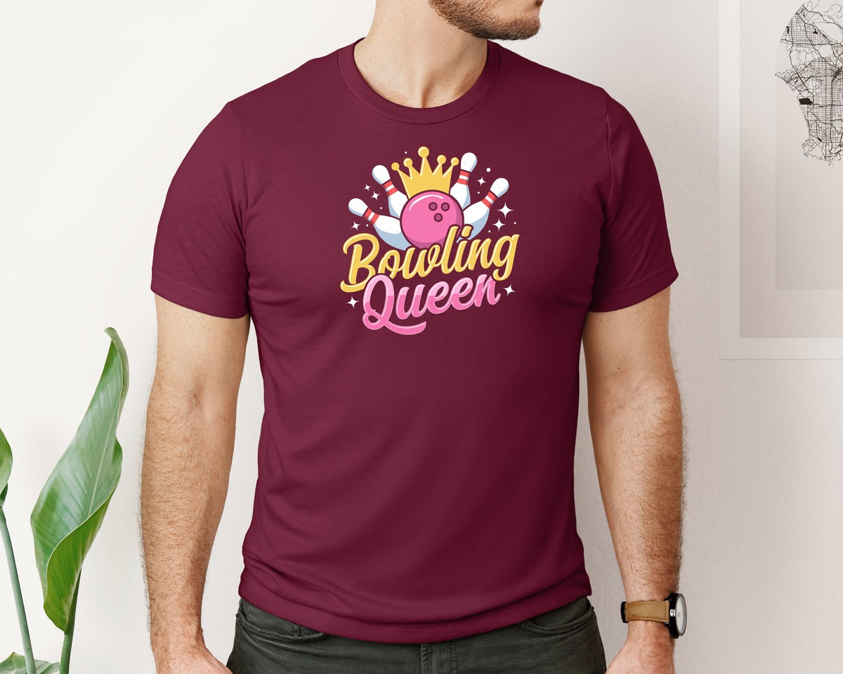 brand:Bella Canvas|color:Heather Maroon|Bowling Graphic Graphic T-Shirt