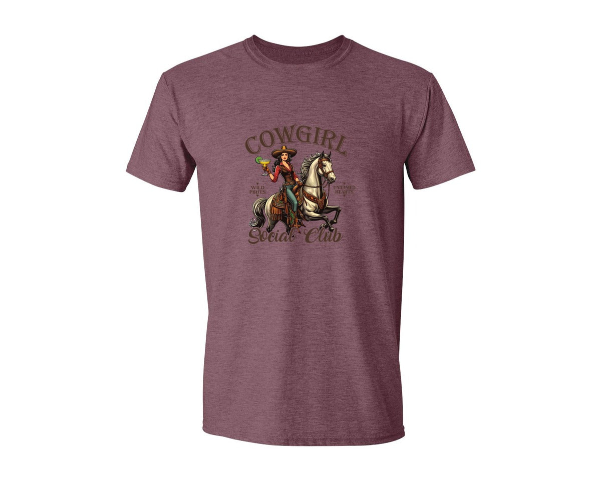 brand:Generic|color:Heather Maroon|Cowgirl Social Club Cowgirl Graphic T-Shirt