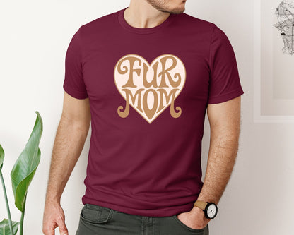 brand:Bella Canvas|color:Heather Maroon|Fur Mom Cute Crazy Cat Lady Quote Graphic T-Shirt