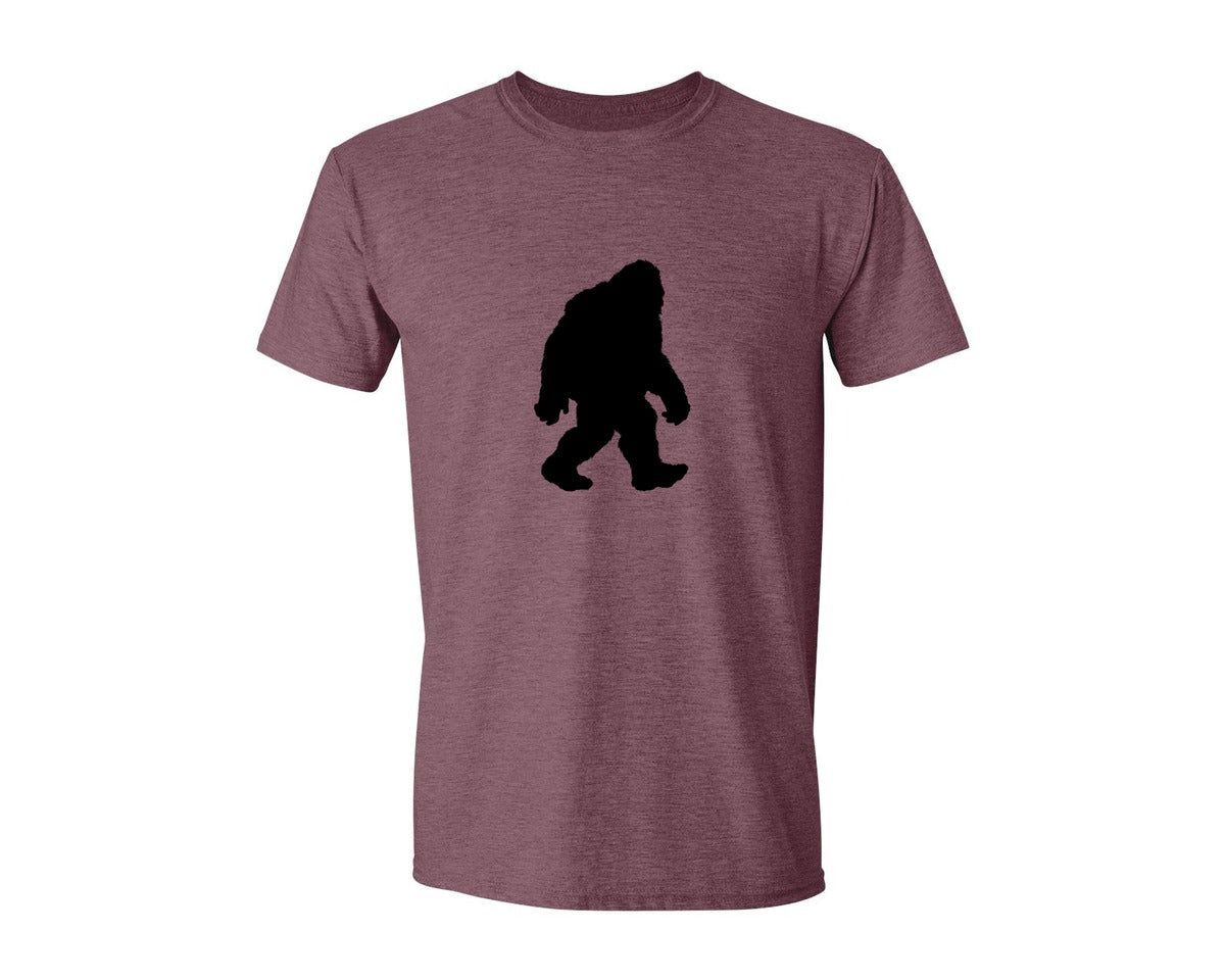 brand:Generic|color:Heather Maroon|Bigfoot Sasquatch Figure Design Graphic T-Shirt