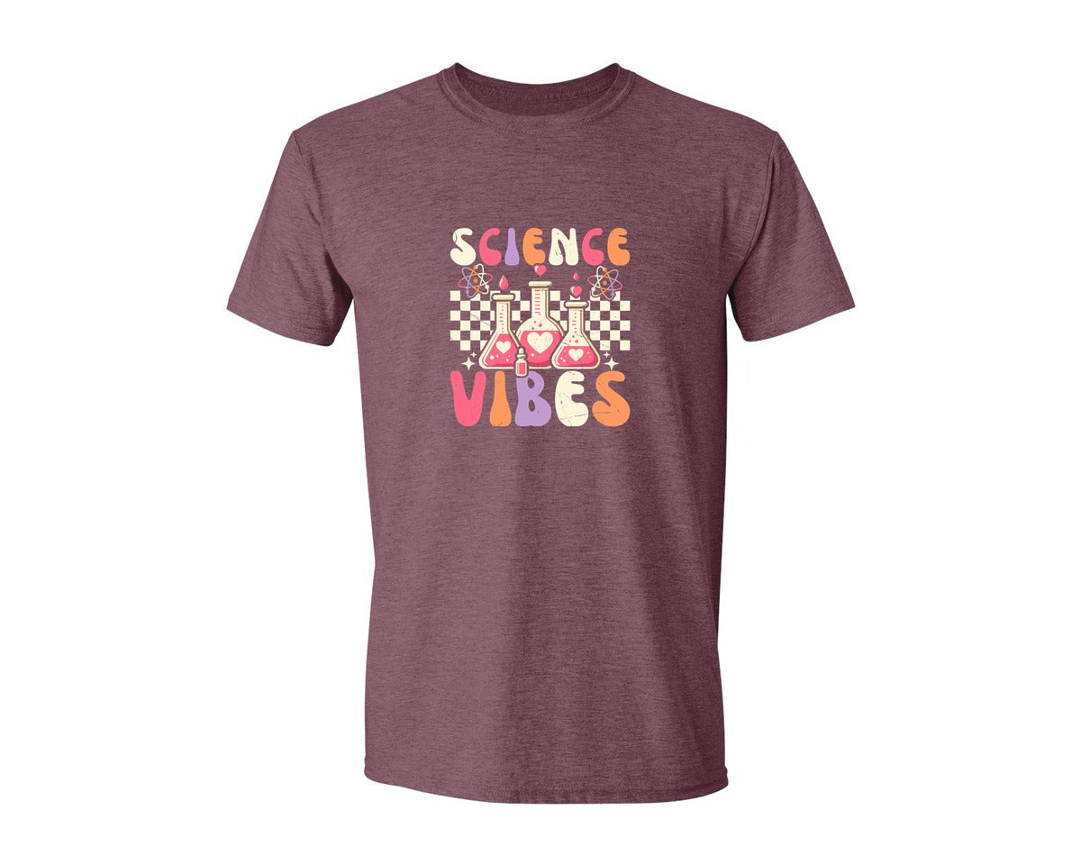 brand:Generic|color:Heather Maroon|Groovy Science Vibes Chemistry T Shirt Graphic T-Shirt