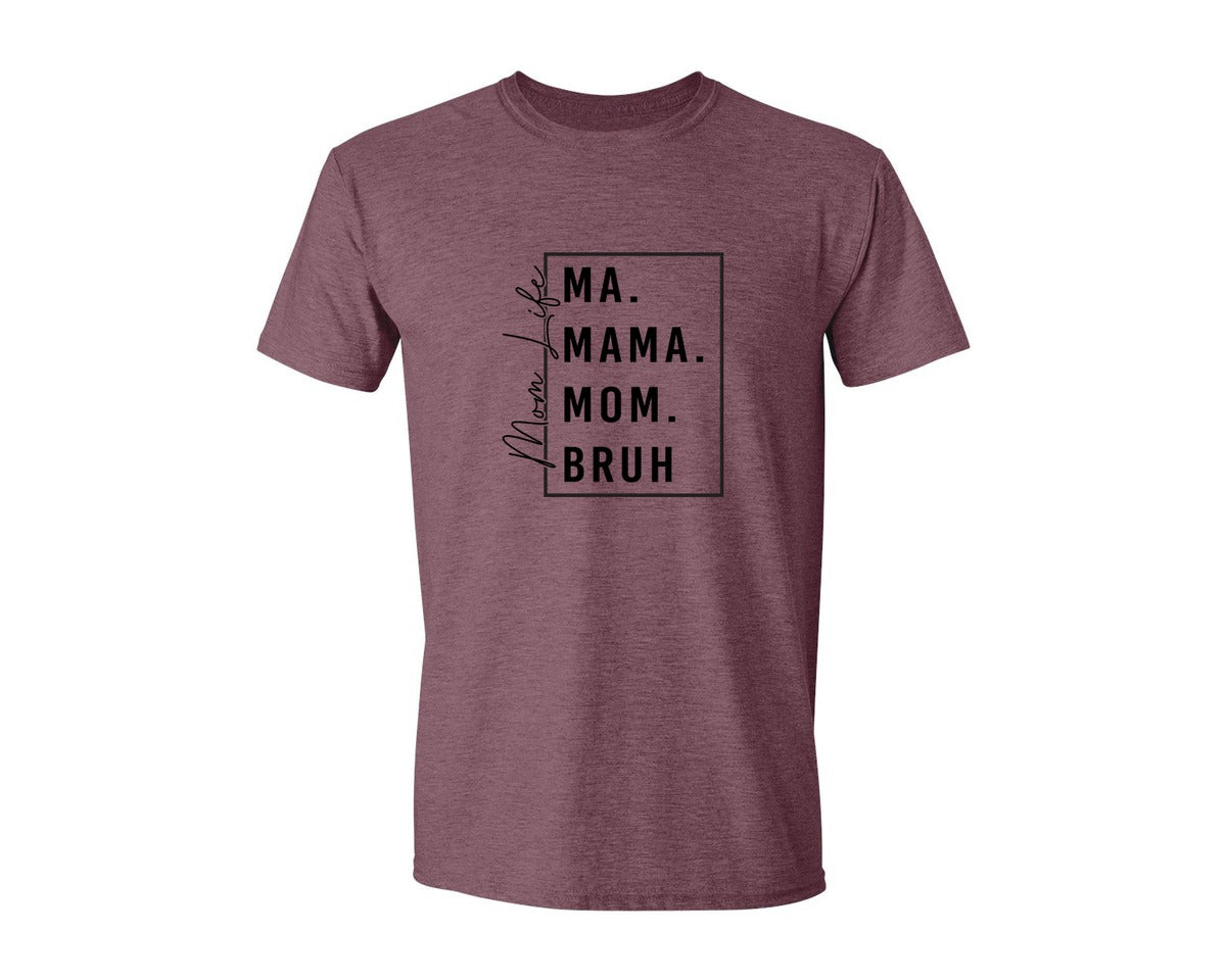 brand:Generic|color:Heather Maroon|Mama Mommy Mom Bruh Funny Mom 12 Graphic T-Shirt