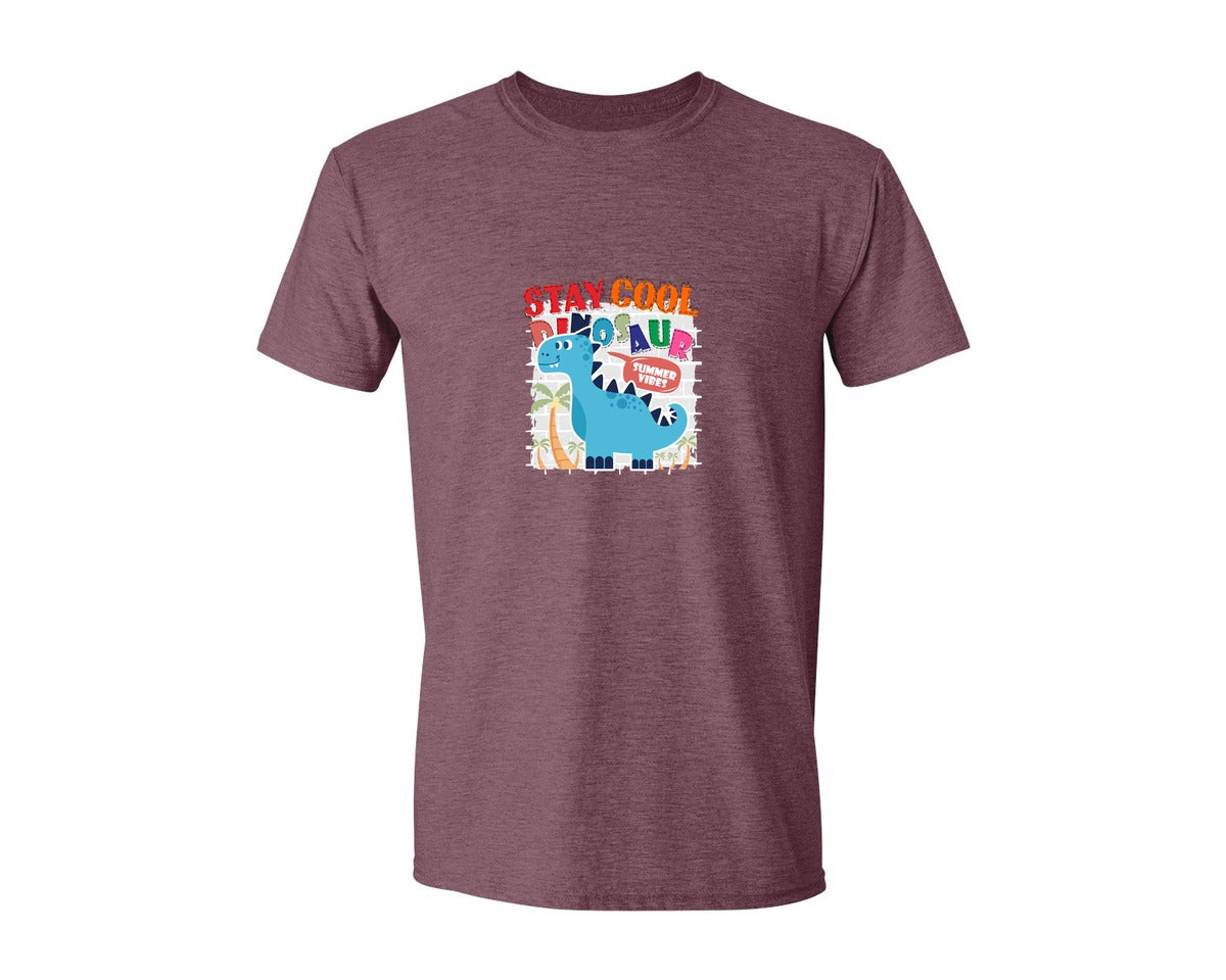 brand:Generic|color:Heather Maroon|Cute Dinosaur Cartoon T Shirt Design Graphic T-Shirt
