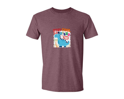 brand:Generic|color:Heather Maroon|Cute Dinosaur Cartoon T Shirt Design Graphic T-Shirt