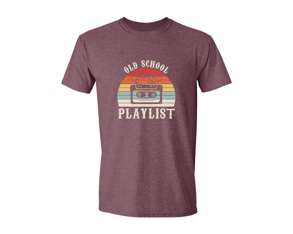 brand:Generic|color:Heather Maroon|Old School Playlist 70S 80S 90S T Shirts Graphic T-Shirt