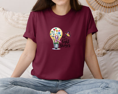 brand:Bella Canvas|color:Heather Maroon|Autism Awareness Let Your Light Shine Graphic T-Shirt