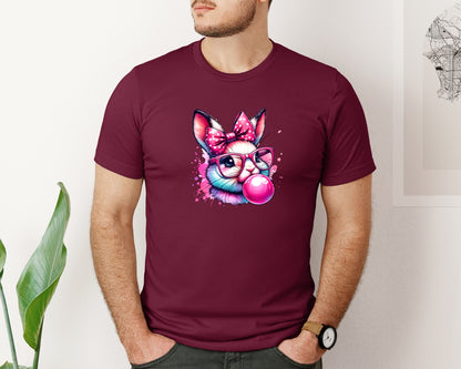 brand:Bella Canvas|color:Heather Maroon|Hipster Bunny T Shirt Design Graphic T-Shirt