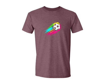 brand:Generic|color:Heather Maroon|Colorful Tie Dye Soccer Ball T Shirt Graphic T-Shirt