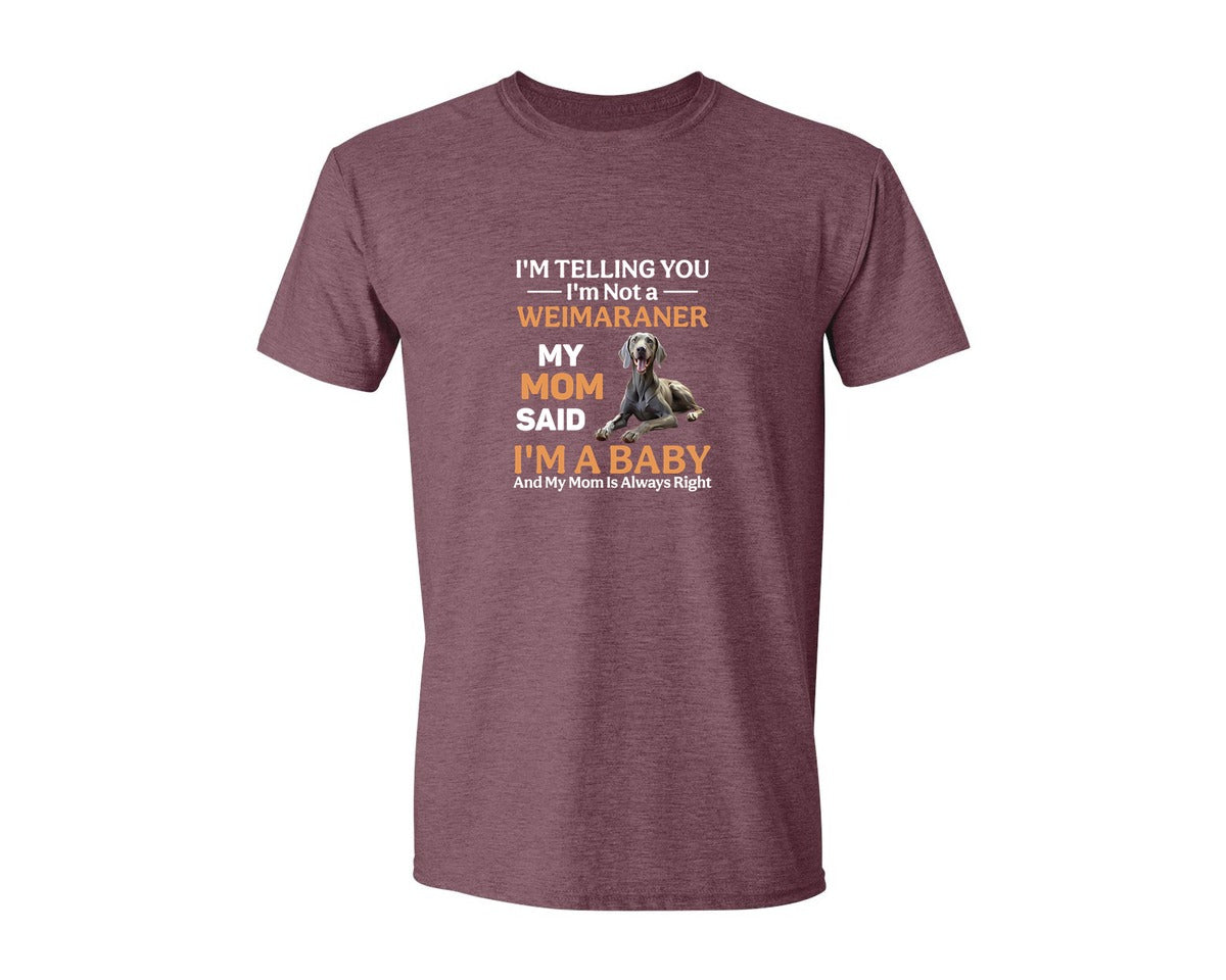 brand:Generic|color:Heather Maroon|Im Telling You Im Not Weimaraner Mom Graphic T-Shirt