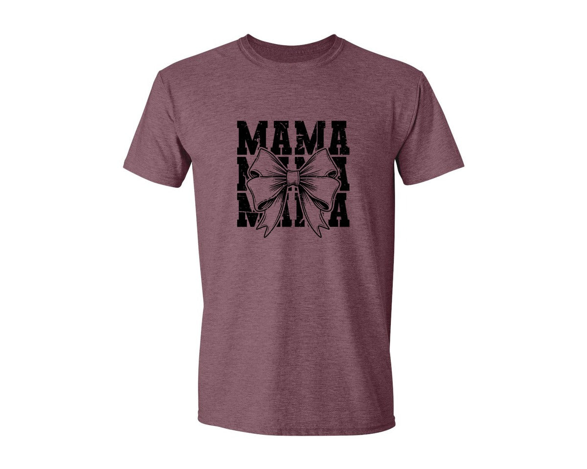 brand:Generic|color:Heather Maroon|Mama Mom Mama Coquette Graphic T-Shirt