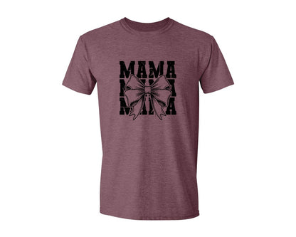 brand:Generic|color:Heather Maroon|Mama Mom Mama Coquette Graphic T-Shirt