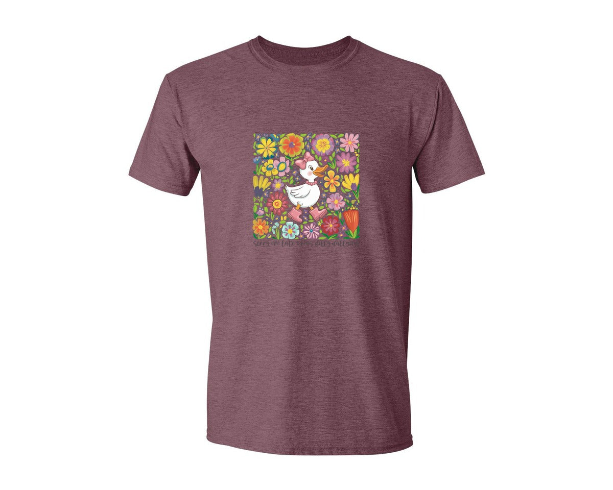 brand:Generic|color:Heather Maroon|Funny Mama Goose Boho Floral Graphic T-Shirt