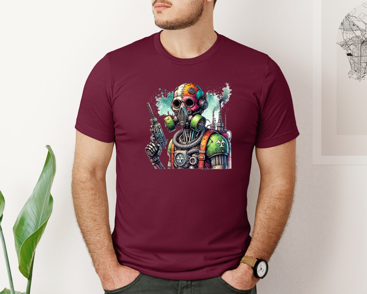 brand:Bella Canvas|color:Heather Maroon|Robot Sublimationsticker Graphic T-Shirt