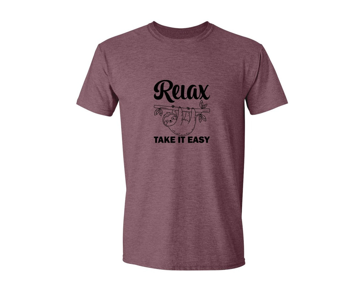 brand:Generic|color:Heather Maroon|Relax Take It Easy T Shirt Graphic T-Shirt