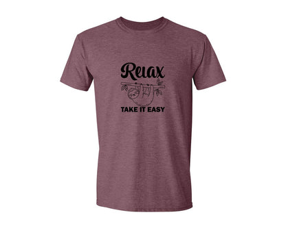 brand:Generic|color:Heather Maroon|Relax Take It Easy T Shirt Graphic T-Shirt