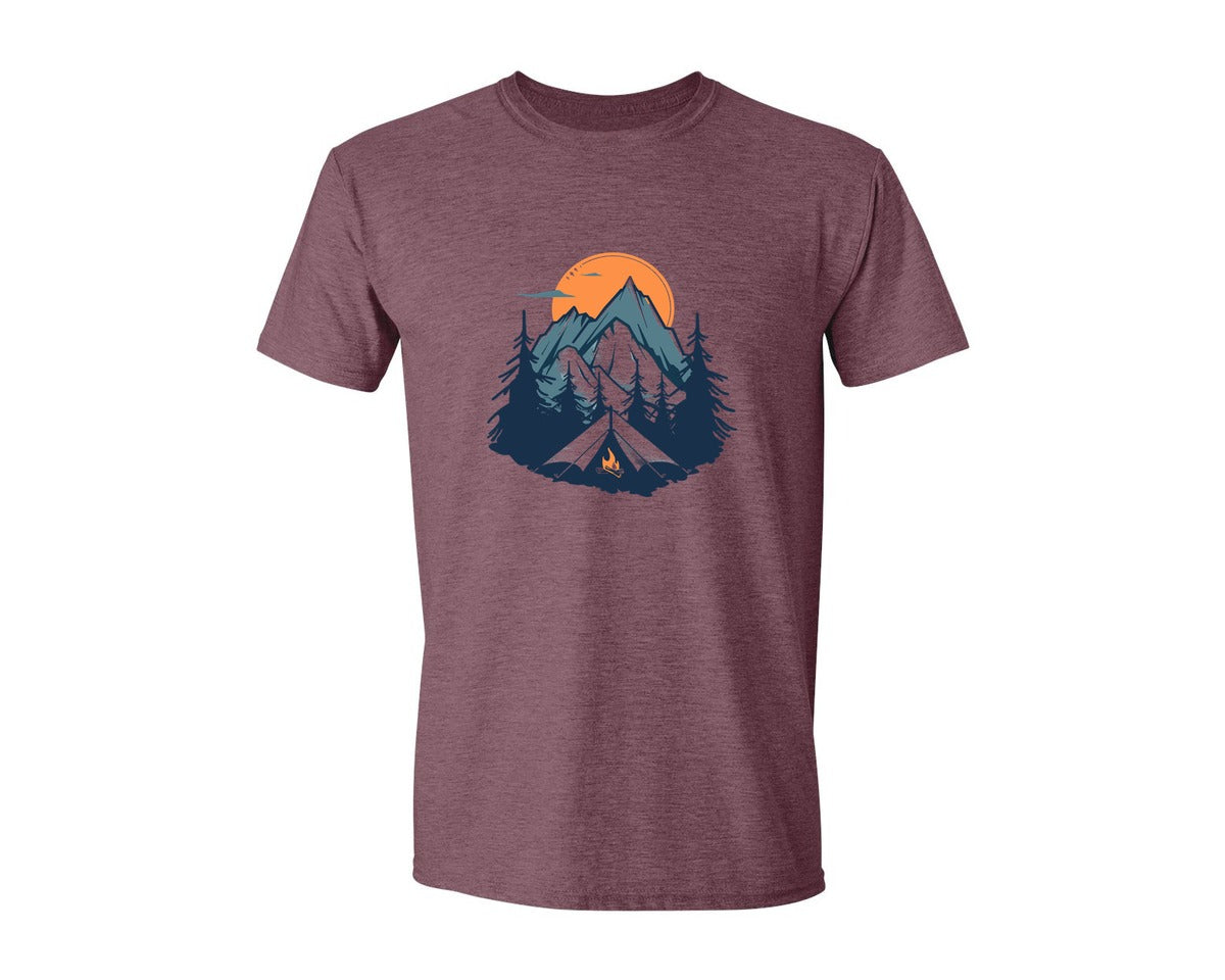 brand:Generic|color:Heather Maroon|Sunset Camping Adventure T Shirt Design 8 Graphic T-Shirt