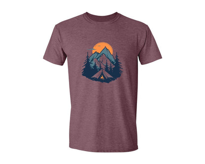 brand:Generic|color:Heather Maroon|Sunset Camping Adventure T Shirt Design 8 Graphic T-Shirt