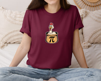 brand:Bella Canvas|color:Heather Maroon|Funny Chicken Pi Day T Shirt Design Graphic T-Shirt
