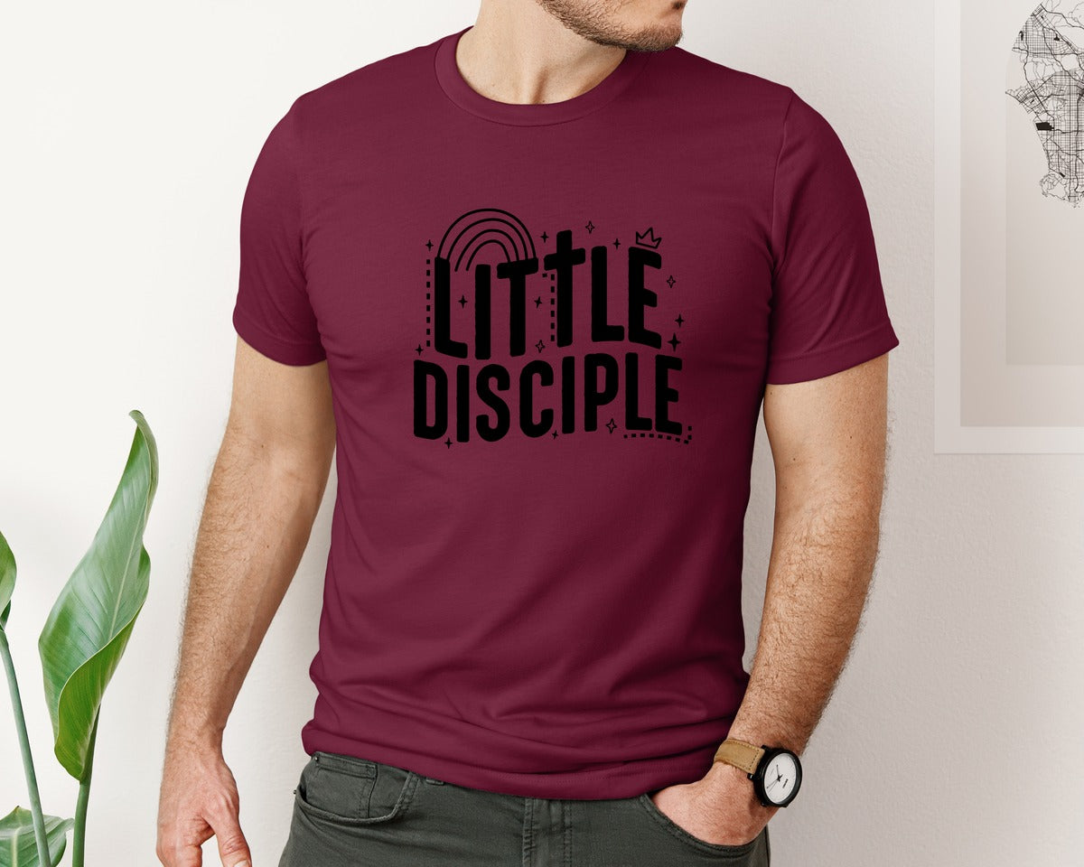 brand:Bella Canvas|color:Heather Maroon|Retro Little Disciple Tshirt Kids Graphic T-Shirt