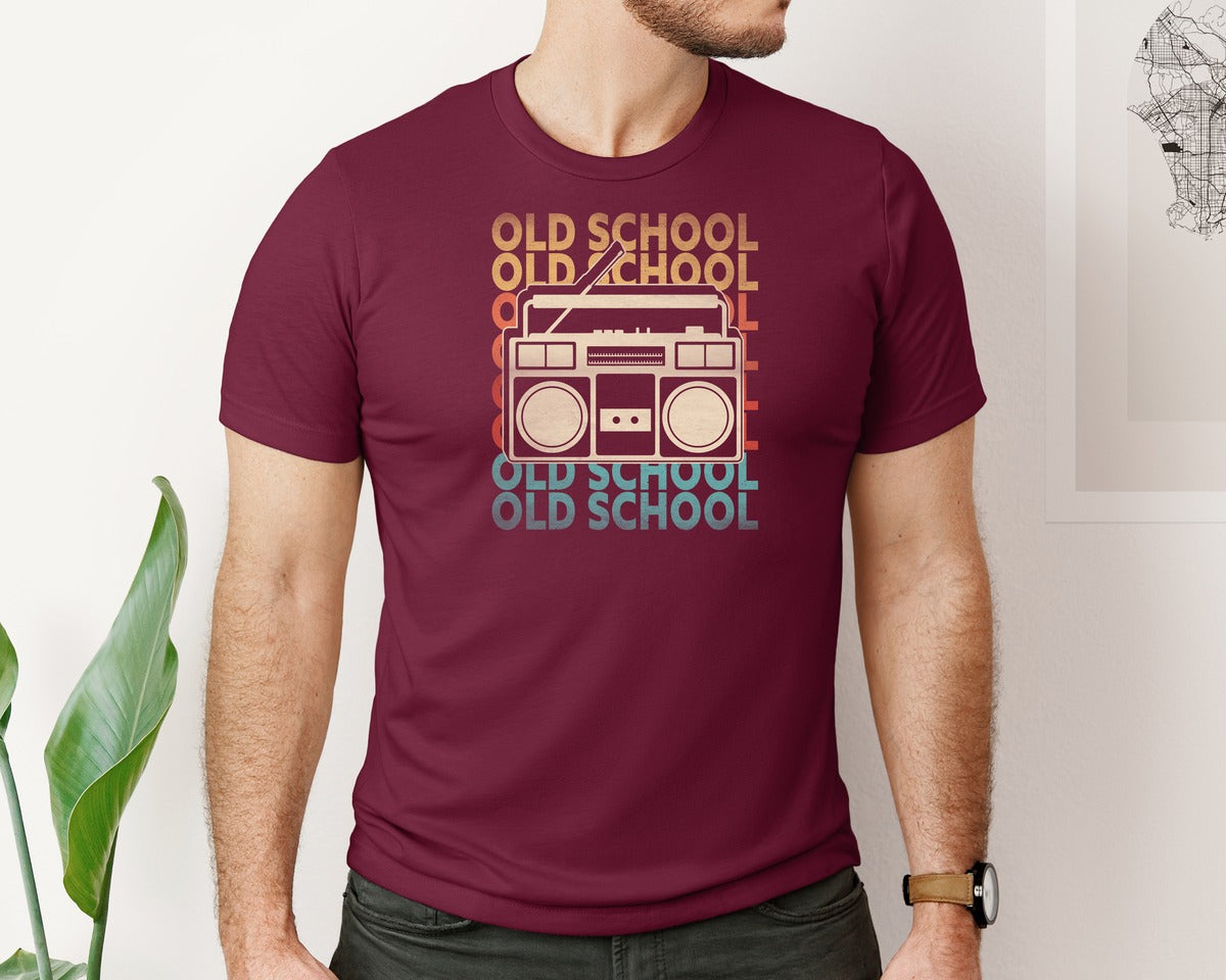 brand:Bella Canvas|color:Heather Maroon|Retro 80S 90S Old School T Shirt Design Graphic T-Shirt