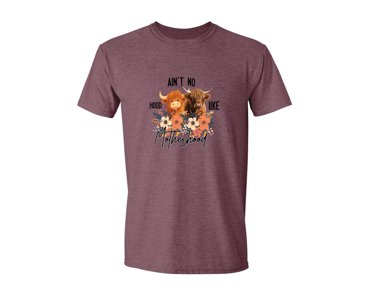 brand:Generic|color:Heather Maroon|Aint No Hood Like Motherhood Mom Graphic T-Shirt