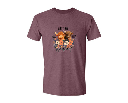 brand:Generic|color:Heather Maroon|Aint No Hood Like Motherhood Mom Graphic T-Shirt
