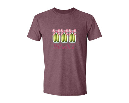 brand:Generic|color:Heather Maroon|Coquette Dill With It Funny Pickle Graphic T-Shirt