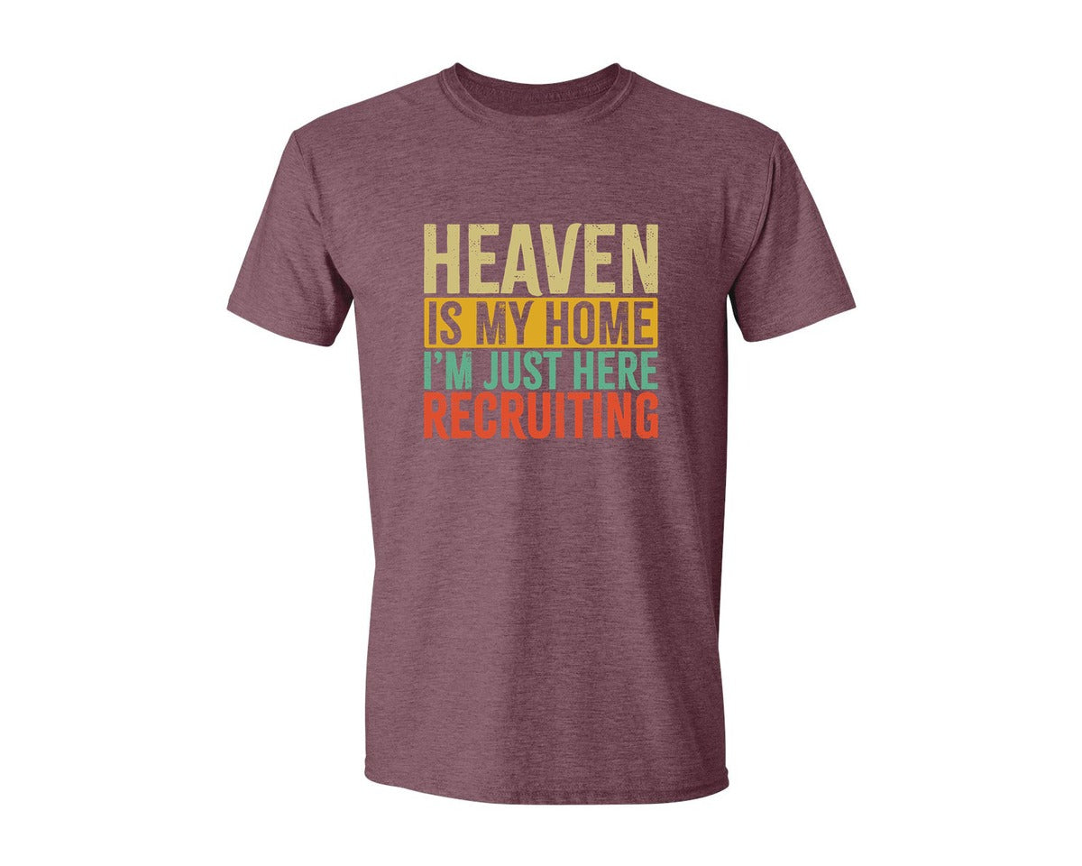 brand:Generic|color:Heather Maroon|Heaven Is My Home Christian Religious 2 Graphic T-Shirt