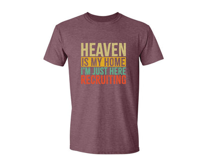 brand:Generic|color:Heather Maroon|Heaven Is My Home Christian Religious 2 Graphic T-Shirt