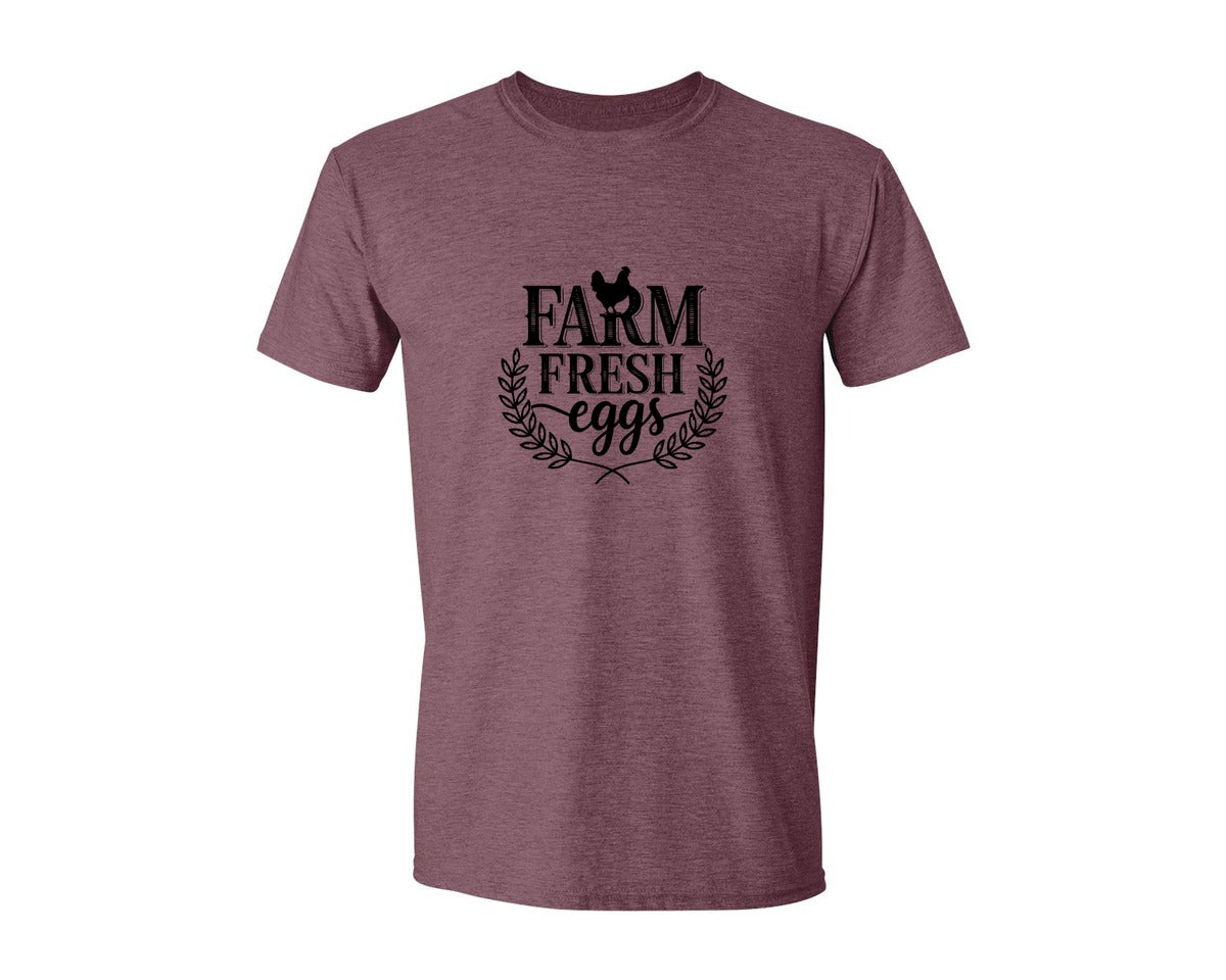 brand:Generic|color:Heather Maroon|Farm Fresh Eggs T Shirt Design Silhouet Graphic T-Shirt