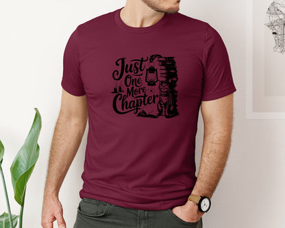 brand:Bella Canvas|color:Heather Maroon|Just One More Chapter T Shirt Design Graphic T-Shirt
