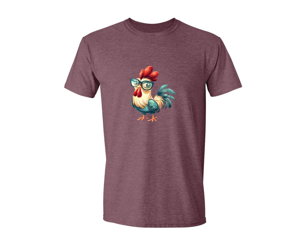 brand:Generic|color:Heather Maroon|Cute Cartoon Rooster Design Graphic T-Shirt